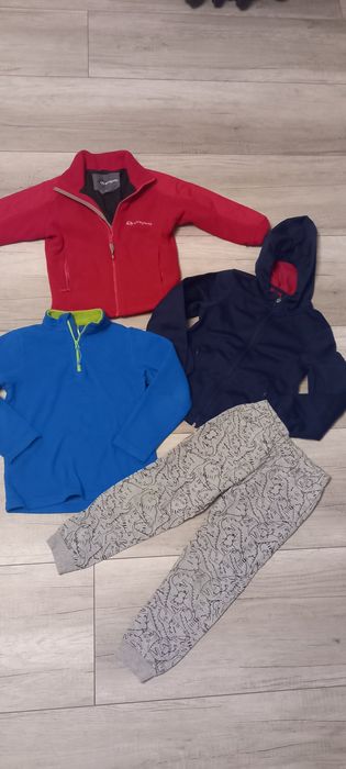 Bluza polarowa i kurtka softshell i spodnie dresowe 122cm
