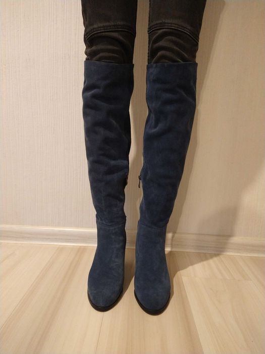 Kozaczki damskie, muszkieterki zamsz naturalny