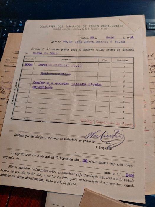 Cp real comboios papeis muito antigos