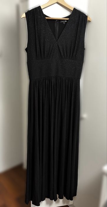 Czarna brokatowa sukienka wieczorowa, sylwestrowa, studniówkowa