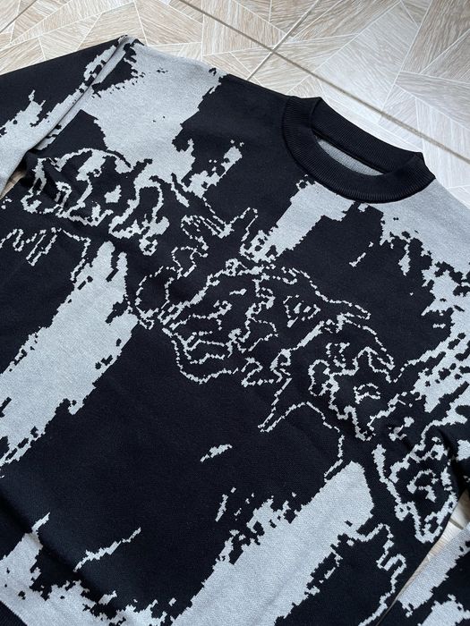 Свитер Grunge Distressed Knitted Sweater Glitch Art Style Gothic L