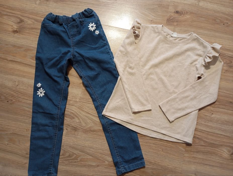 Zestaw dla dziewczynki na wiosnę spodnie sweterek