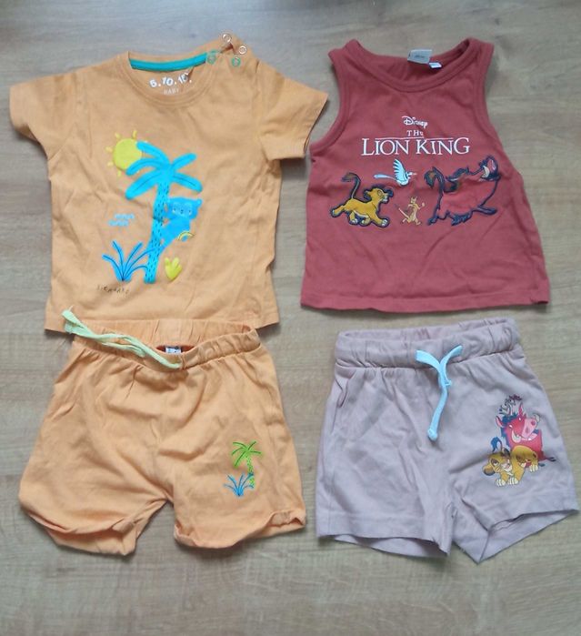 2 komplety letnie, r.74 + gratis kapelusz i chusta