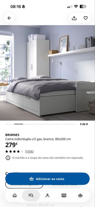 Cama brimnes ikea c/colchoes