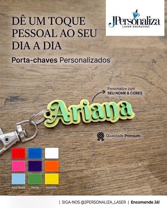 Porta-chaves Personalizado com Nome - Várias Cores