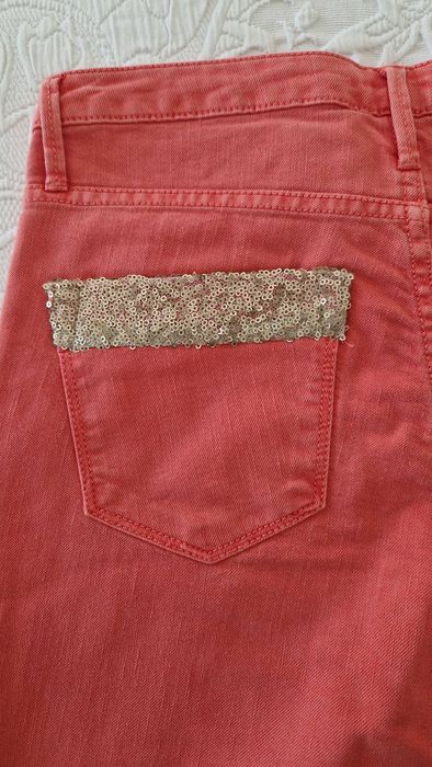 Calças de ganga skinny, Mango, coral, tamanho 36