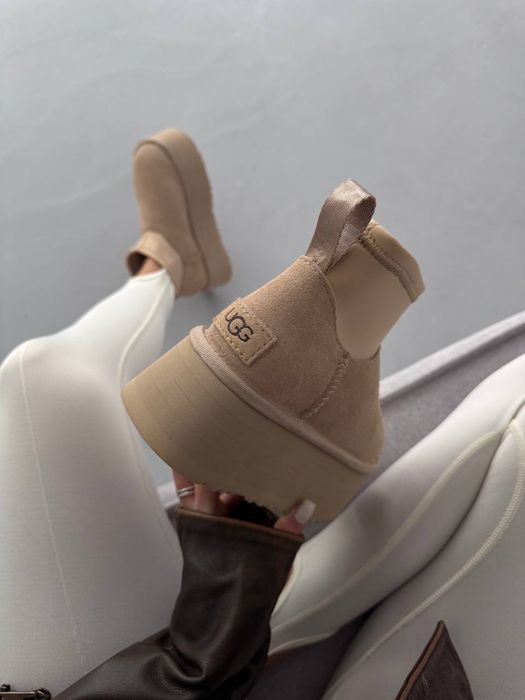 36-41 р угги UGG MINI DIPPER platform boots sand beige