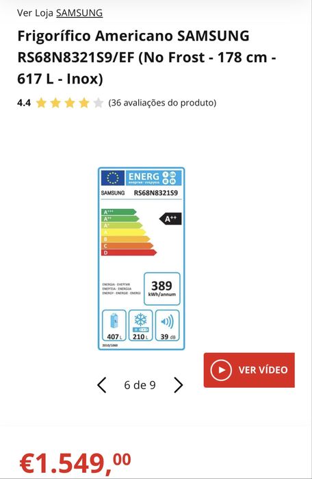 Frigorífico Americano SAMSUNG-No Frost