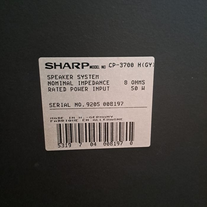 Kolumny głośnikowe Sharp CP-3700 H – 8 Ohm, 50W