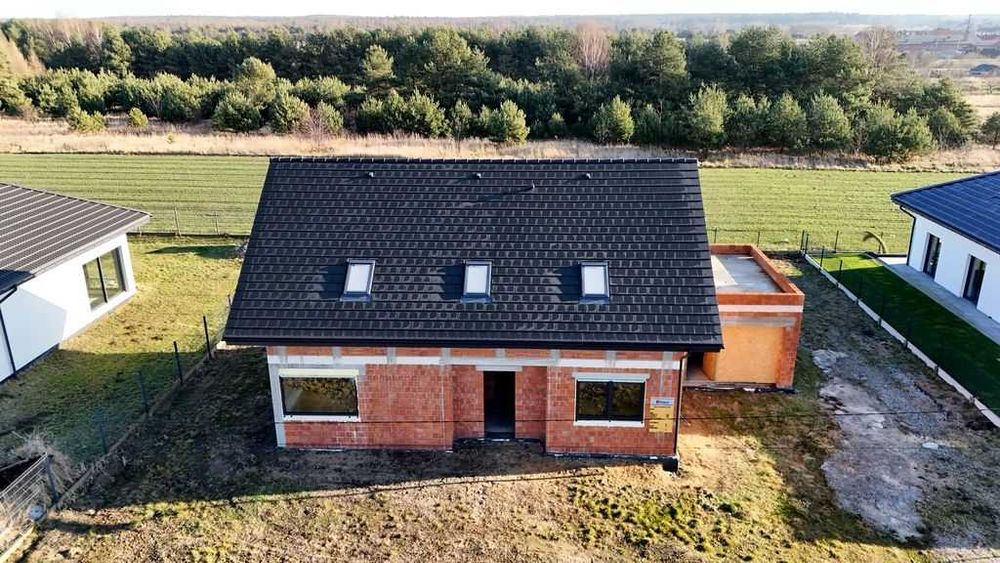 Nowy dom 195m w spokojnej okolicy garaż, dachówka Brass, pompa ciepła