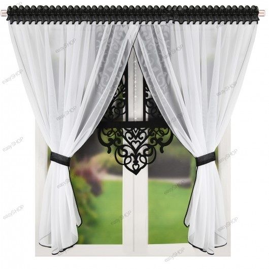 Firana z czarnym panelem 155x400