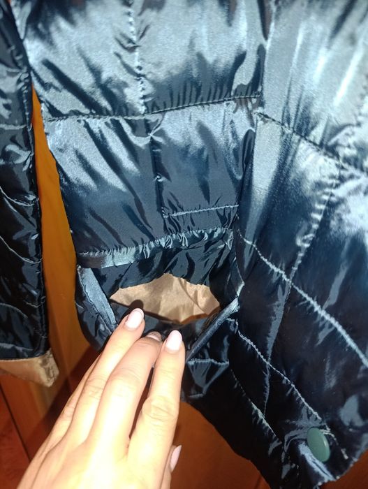 Pikowana kurtka damska – granatowy połysk – Rozmiar S