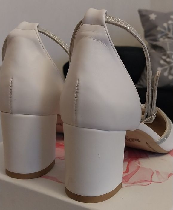 Buty ślubne biało-srebrne Brilu skóra  40