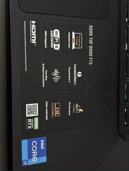 Asus TUF Dash 15 GTX 3050Ti 40gb Ram 1,5tb NVME