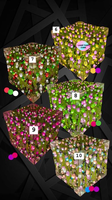 Ночник Светильник Лампа - Тюльпаны в коробке Куб. Нічник Світильник