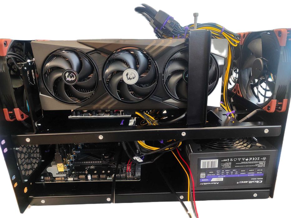 Obudowa RACK do szafy 19 cali, HOME LAB , KRYPTO , AI, 6 x GPU, 2x PSU