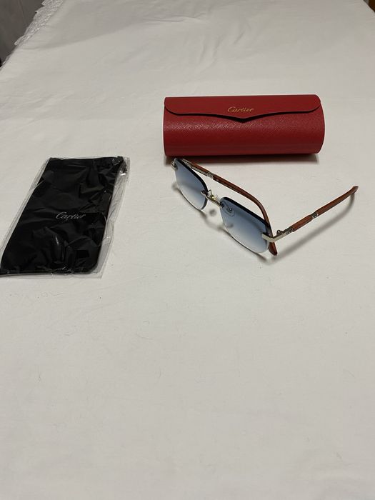 Oculos Cartier com lentes azuis e com bolsa
