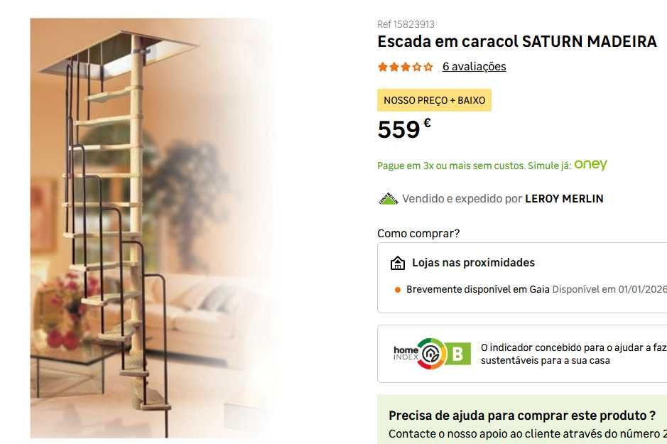 Escada caracol em madeira