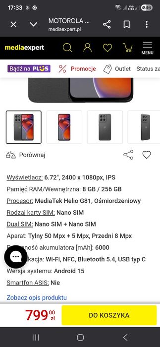 Motorola G15 POWER uszkodzony.