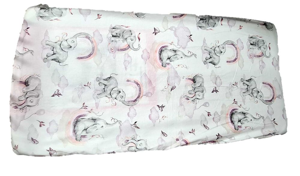 Prześcieradło 60x120 z gumką słoniki różowe 100% bawełna