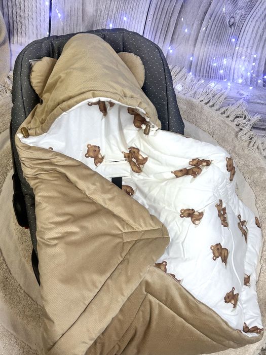 Nowy uroczy otulacz do fotelika wersja zimowa  lub wiosenna do wyboru