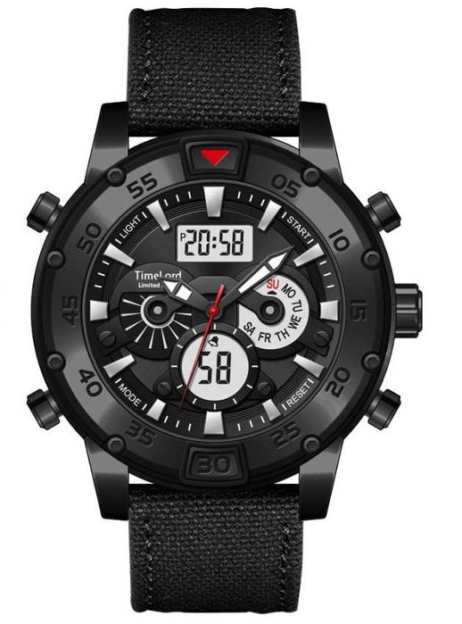 Zegarek męski ciężki Navy Seals czarny parciany pasek