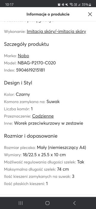 Czarny plecak Nobo