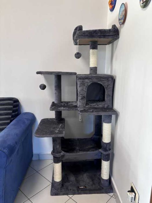 Drapak dla kota XXL wysoki 6 poziomów domek legowisko hamak zabawka