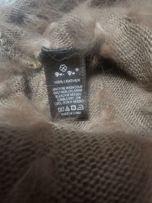 Poncho / Capa de Malha com Pêlo de Coelho Real - Como Novo