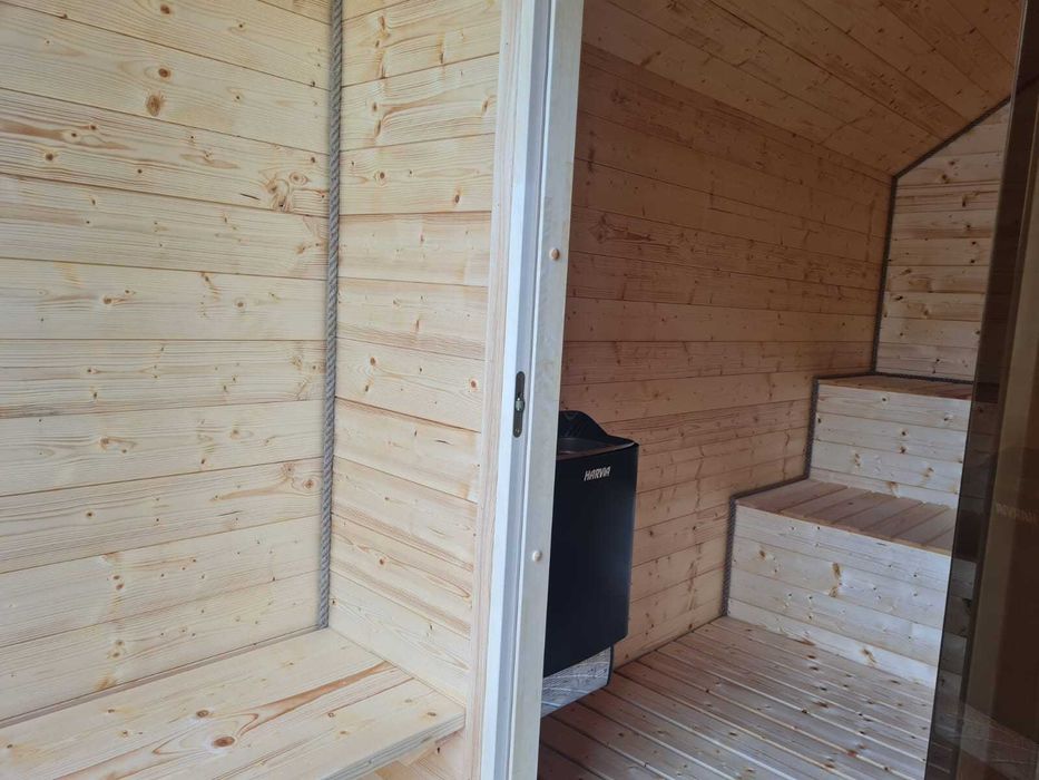 Sauna 2x4 z piecem elektrycznym lub tradycyjnym od ręki