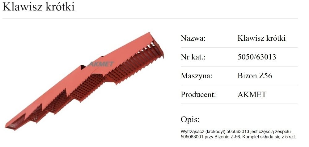 KLAWISZ wytrząsacz bok osłona Bizon PRODUCENT