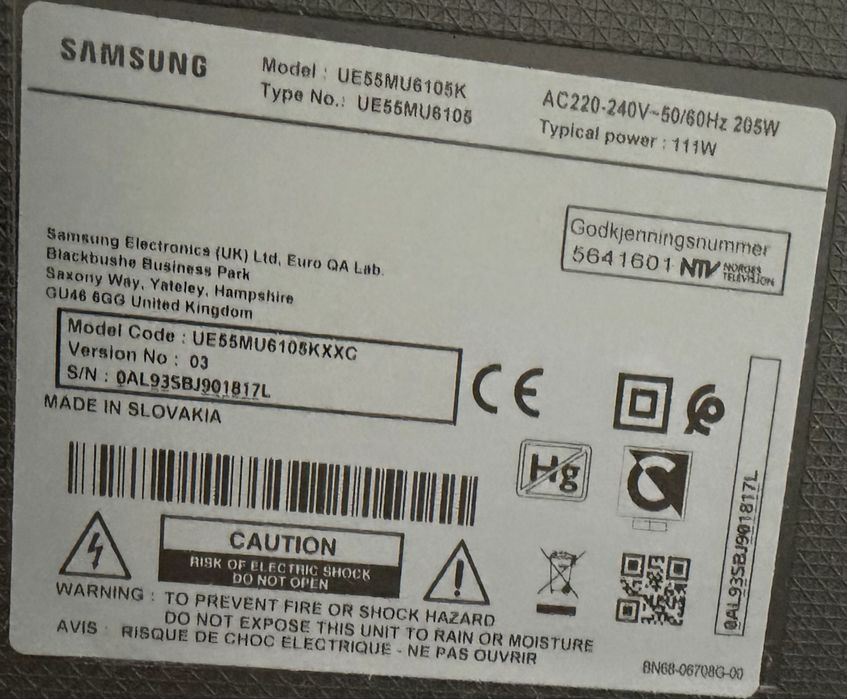 Samsung smart UHD TV 4K 55”