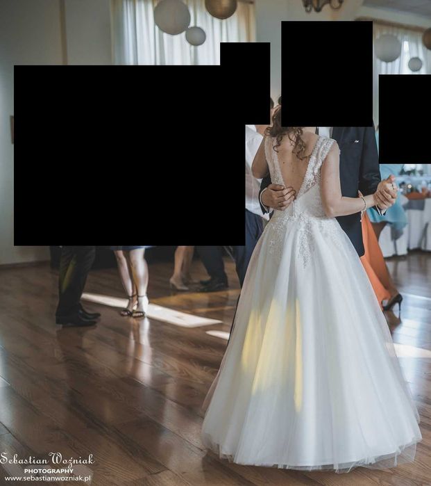 Suknia ślubna 34 36 S dekolt V