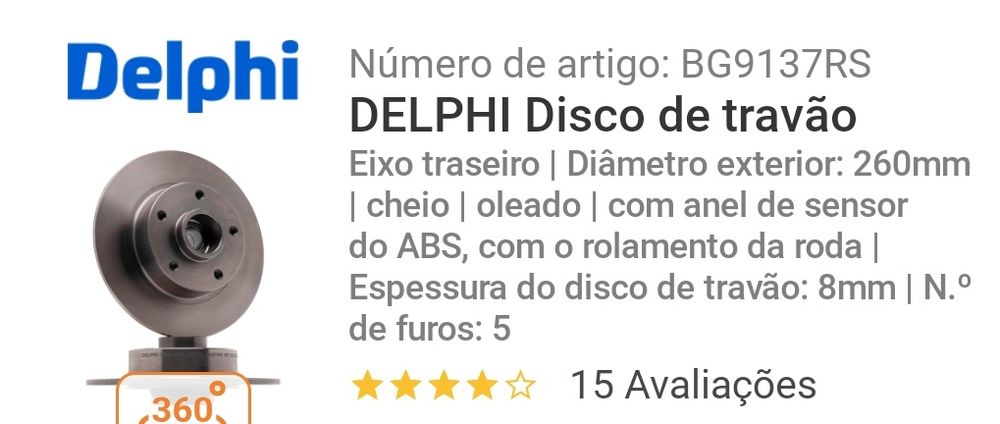 Discos de travão traseiro novos Delphi