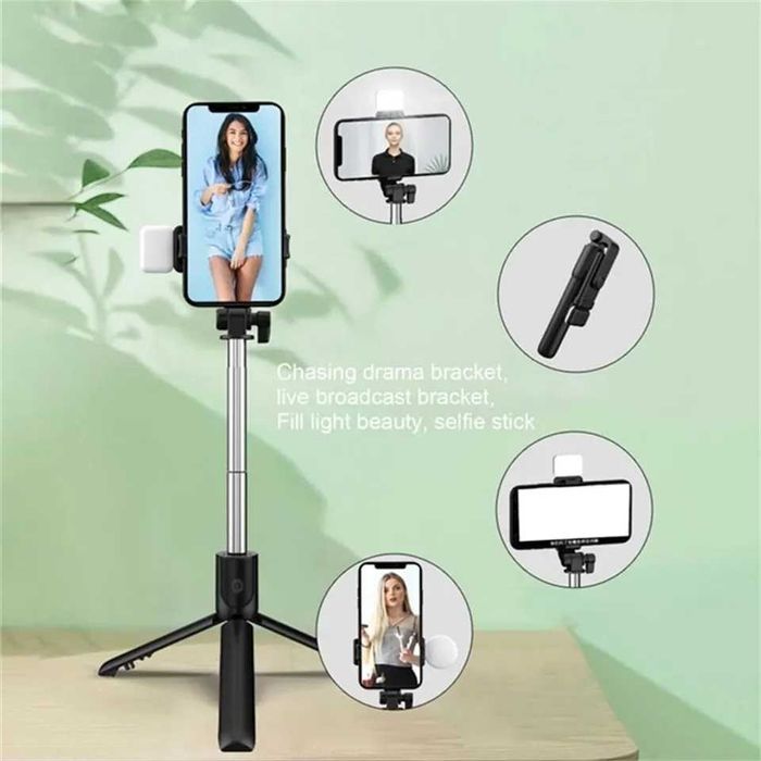 Selfie stick bluetooth com comando e flash NOVO