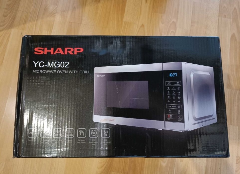 Kuchenka mikrofalowa SHARP YC-MG02E-S z grillem 20l