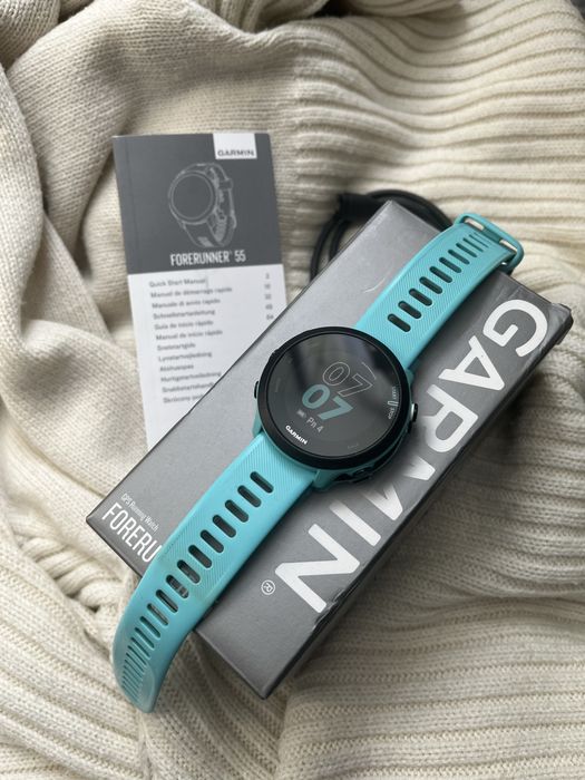 Garmin Forrunner 55 uzywany sprawny mietowy sportowy zegarek