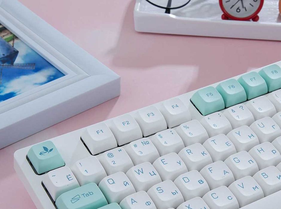 Кейкапи XDA Ice Crystal Mint PBT Dye-Sub, 135 клавіш