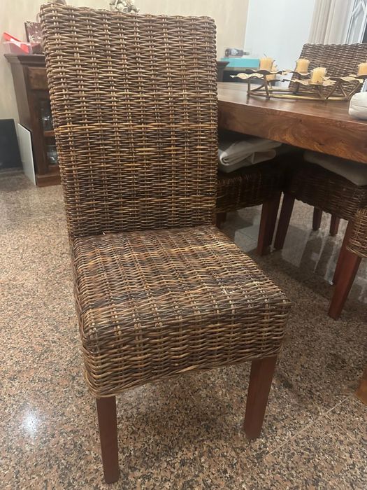 Cadeiras rusticas vime kubu castanho