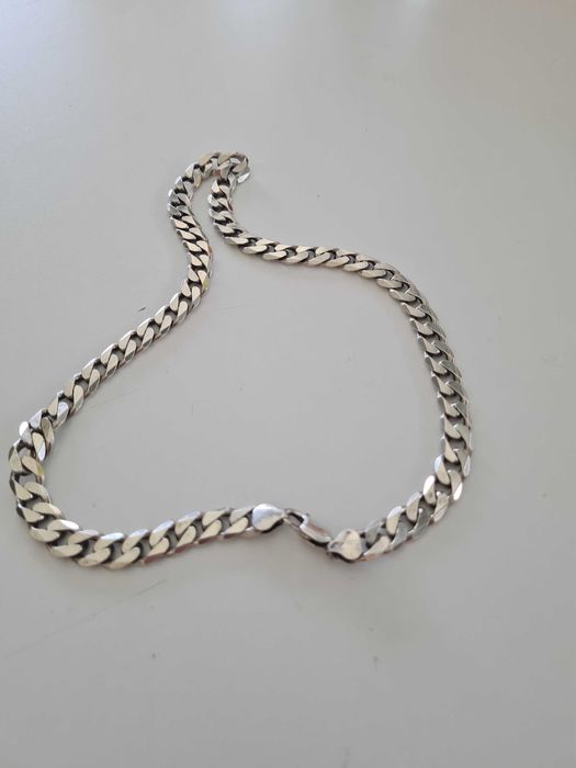 Srebrny łańcuch pancerka 62 g  50cm  –męski, próba 925, dobry stan