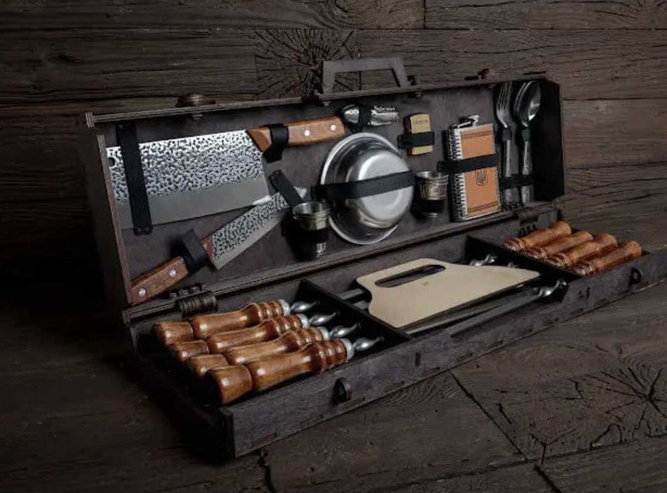 Набір шампурів в кейсі на подарунок! Ручна робота! Супер якість!