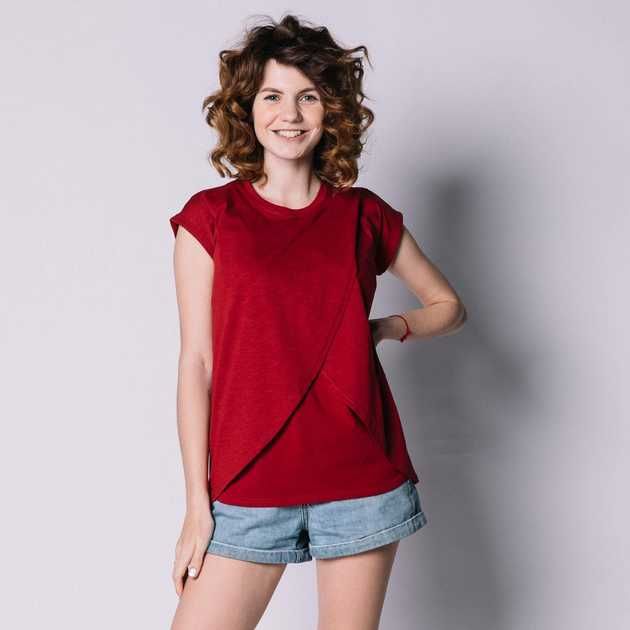 Футболка Love & Carry для вагітних та кормящих на запах S Бордо