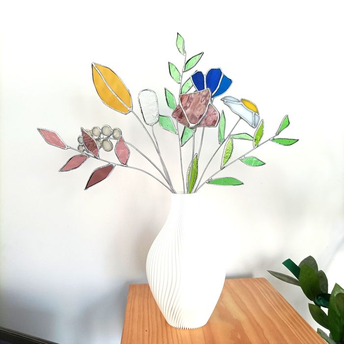 Bukiet kwiatów polnych witraż szkło