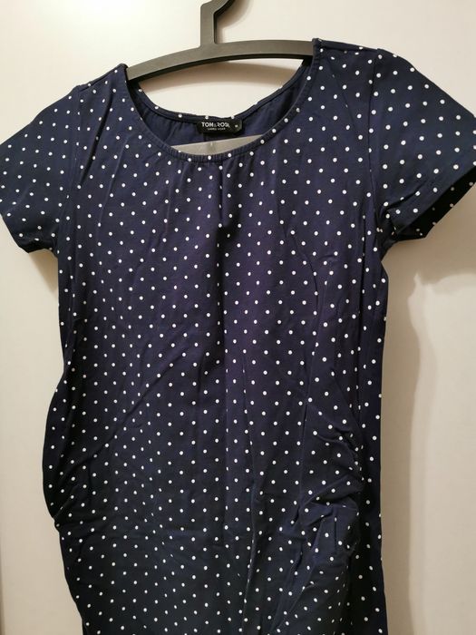 Tunika sukienka ciążowa granatowa w białe groszki r. M