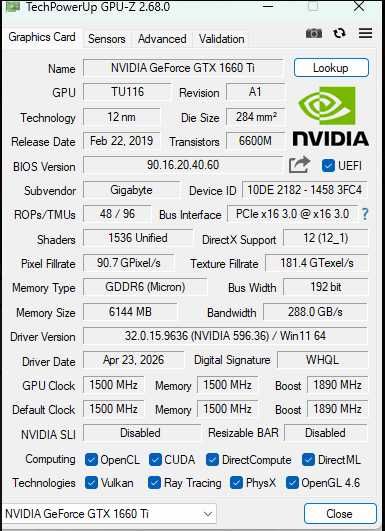 AORUS GeForce® GTX 1660 Ti 6G