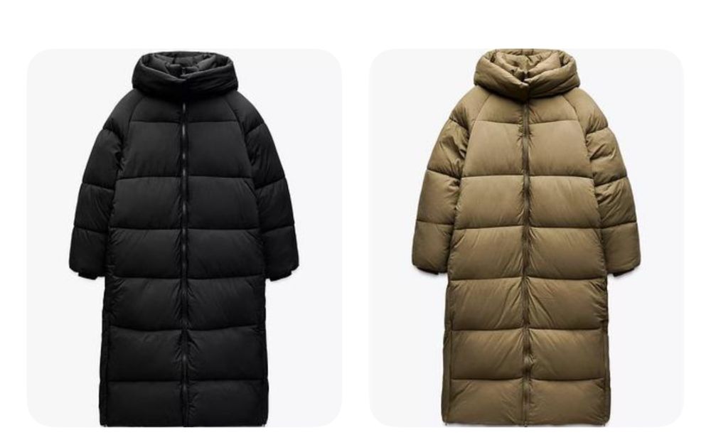 Пуховик пальто zara зима хс с м л