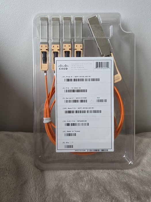 Oryginalny Kabel Aktywny Cisco QSFP-4X10G-AOC1M= NOWY AOC 40G 4x10G 1m