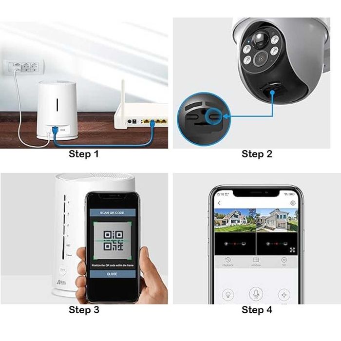 Kit CCTV 4 câmaras 4MP rotativas solar 360º com bateria WiFi noturna