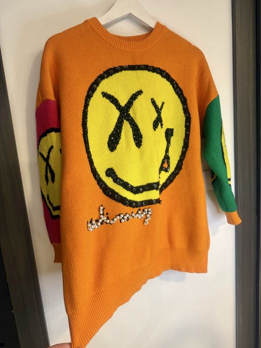 Kolorowy włoski grubszy  sweterek oversize