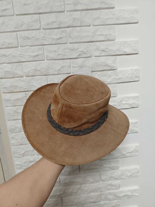 Ковбойський капелюх р. L чоловічий коричневий шкіряний шляпа мужская